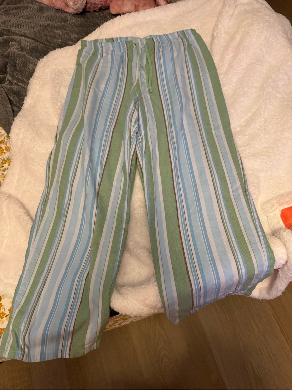 Alfani Striped Lounge Pants in Light Blue, Sage & Brown